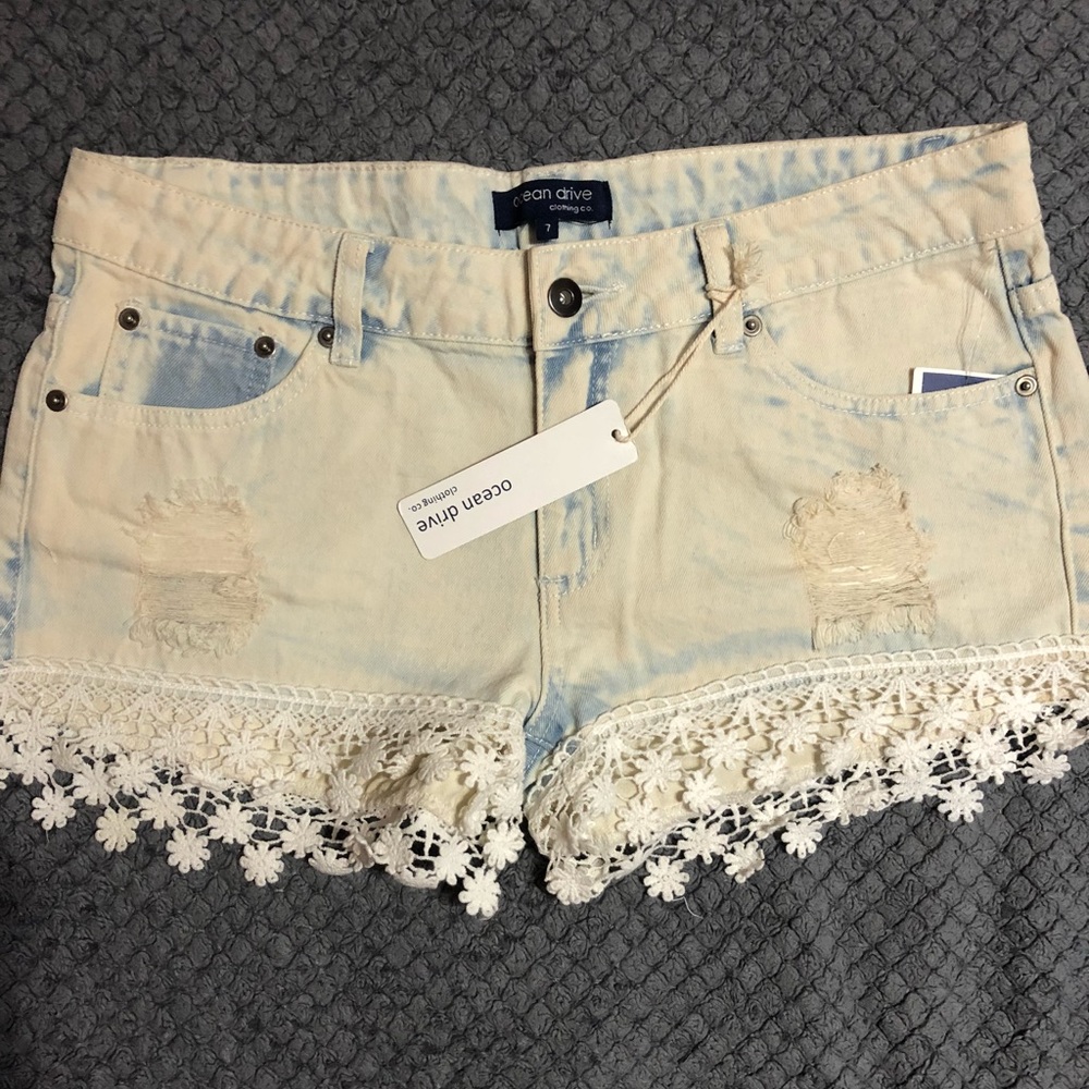 Acid Wash Distressed Denim Shorts